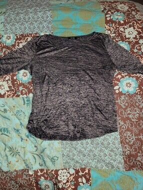 Apt. 9 Women's Heathered Black 3/4 Sleeve Shirt